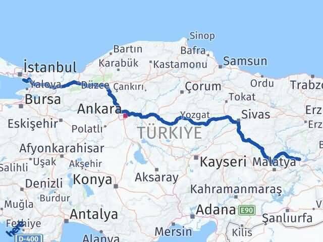 İstanbul Adalar Elazığ Arası Kaç Km - Yol Haritası
