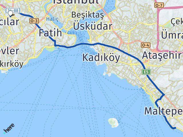 İstanbul Adalar Esenler Arası Kaç Km - Yol Haritası