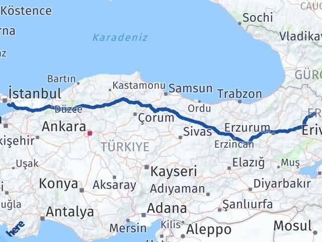 İstanbul Adalar Kars Arası Kaç Km - Yol Haritası