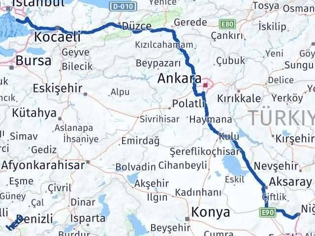 İstanbul Adalar Niğde Arası Kaç Km - Yol Haritası