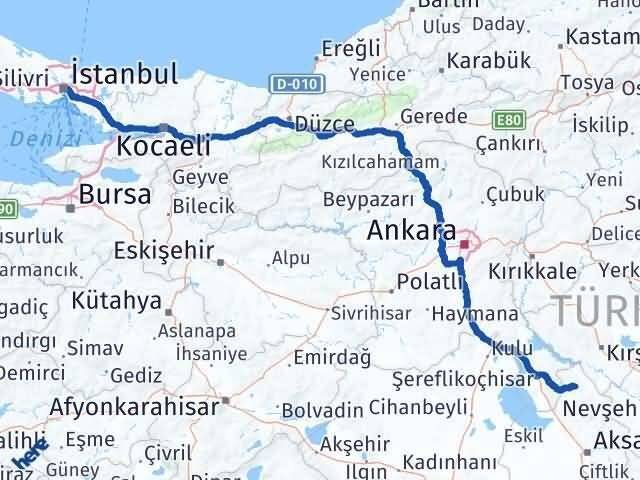 İstanbul Ağaçören Aksaray Arası Kaç Km - Yol Haritası