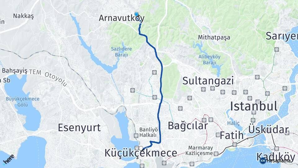 Boğazköy İstiklal Küçükçekmece Arası Kaç Km - Yol Tarifi