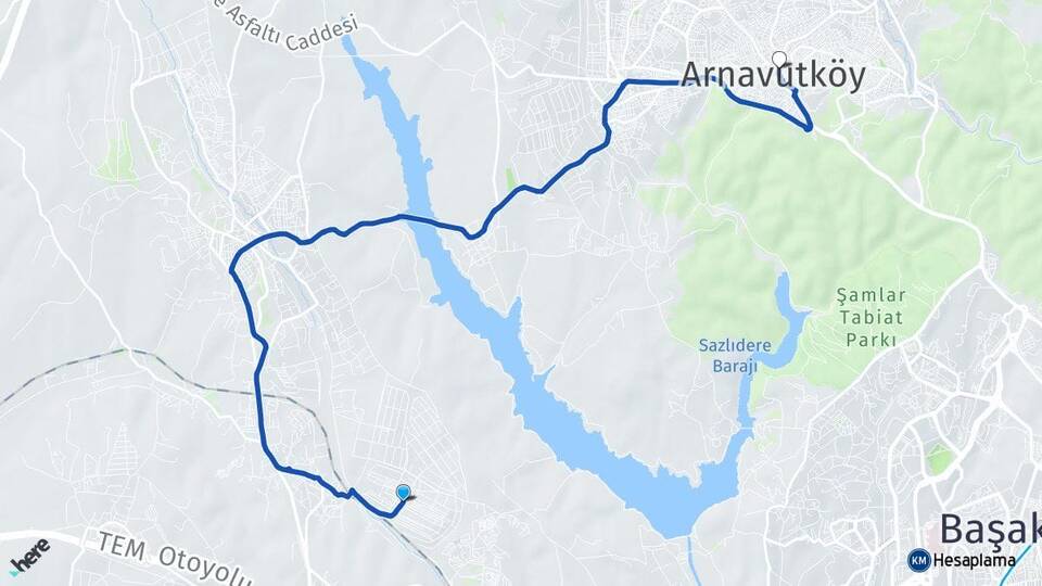 İstanbul Arnavutköy Deliklikaya Arnavutköy Arası Kaç Km - Yol Haritası