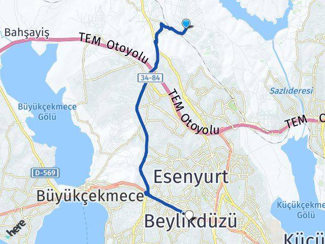 İstanbul Arnavutköy Deliklikaya Beylikdüzü Arası Kaç Km - Yol Haritası