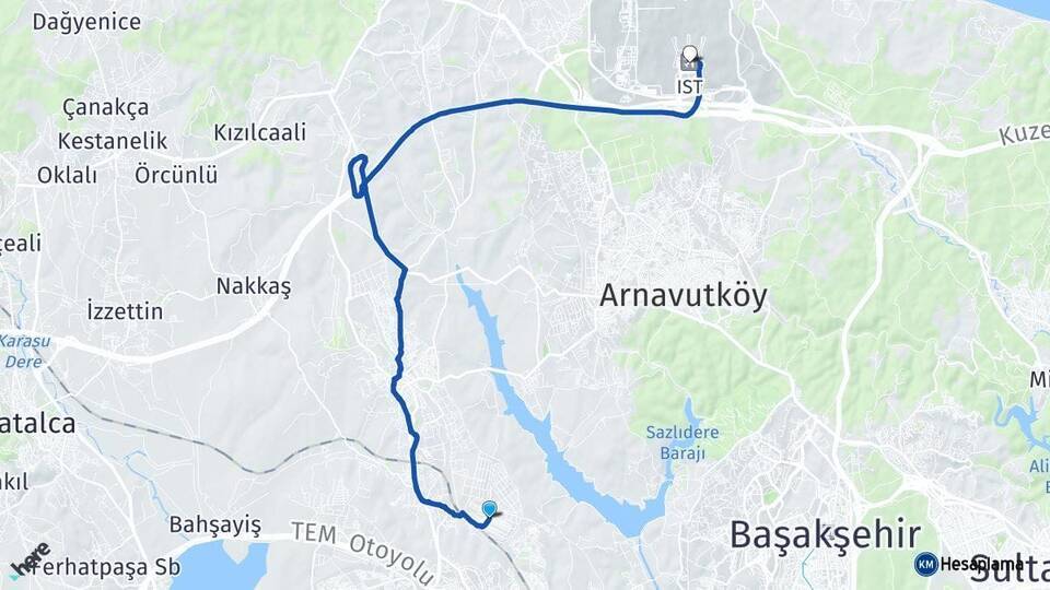 Deliklikaya İstanbul Havalimanı Arası Kaç Km - Yol Tarifi