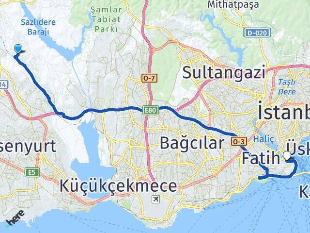 Deliklikaya Sirkeci Harem Vapur İskelesi Arası Kaç Km - Yol Tarifi