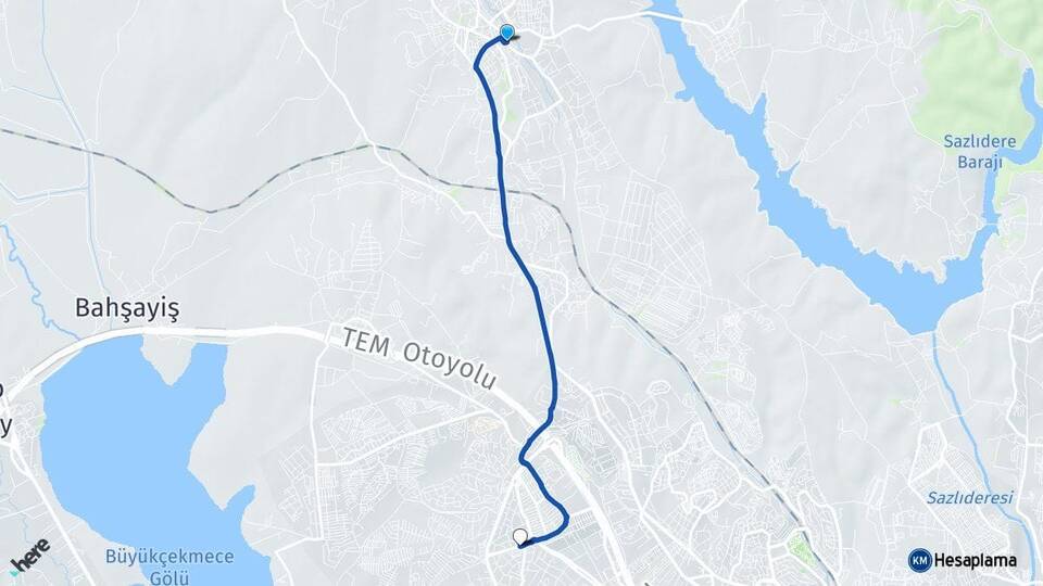 İstanbul Arnavutköy Hadımköy Akçaburgaz Esenyurt Arası Kaç Km - Yol Haritası