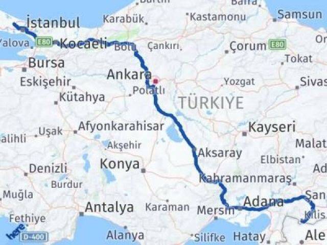 İstanbul Arnavutköy Kilis Arası Kaç Km - Yol Haritası