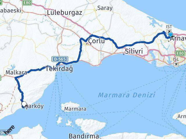 Mavigöl Şarköy Arası Kaç Km - Yol Tarifi