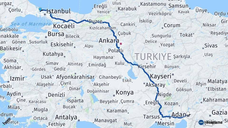 İstanbul Arnavutköy Osmaniye Arası Kaç Km - Yol Haritası