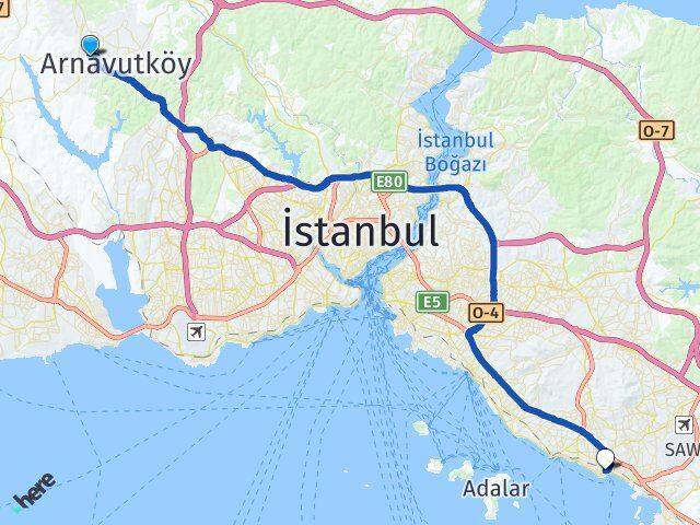 İstanbul Arnavutköy Taşoluk Pendik Arası Kaç Km - Yol Haritası