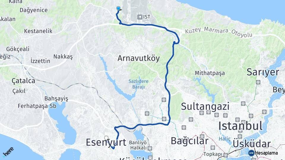 Tayakadın Esenyurt Arası Kaç Km - Yol Tarifi