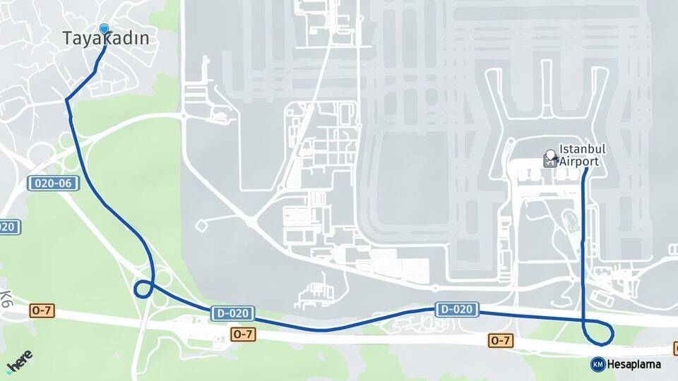 Tayakadın İstanbul Havalimanı Arası Kaç Km - Yol Tarifi
