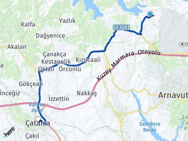 Yeniköy Çatalca Arası Kaç Km - Yol Tarifi