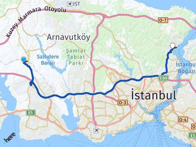 Yeşilbayır Sarıyer Arası Kaç Km - Yol Tarifi