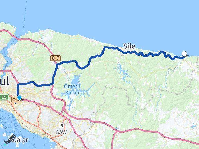 İstanbul Ataşehir Ağva Şile Arası Kaç Km - Yol Haritası