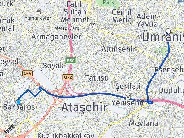 Barbaros Ümraniye Arası Kaç Km - Yol Tarifi