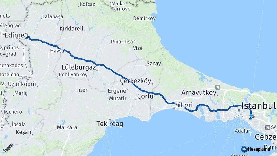 Ataşehir Edirne Arası Kaç Km - Yol Tarifi