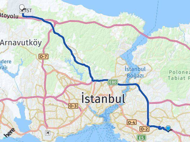 Ferhatpaşa İstanbul Havalimanı Arası Kaç Km - Yol Tarifi