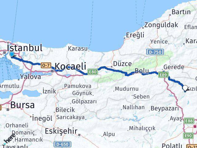İstanbul Ataşehir Kızılcahamam Ankara Arası Kaç Km - Yol Haritası