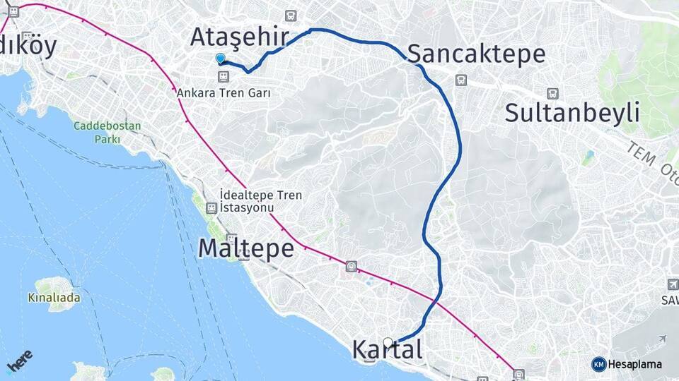 Küçükbakkalköy Kartal Arası Kaç Km - Yol Tarifi
