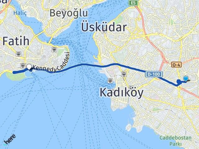 Örnek Yenikapı İdo Feribot Terminali Arası Kaç Km - Yol Tarifi