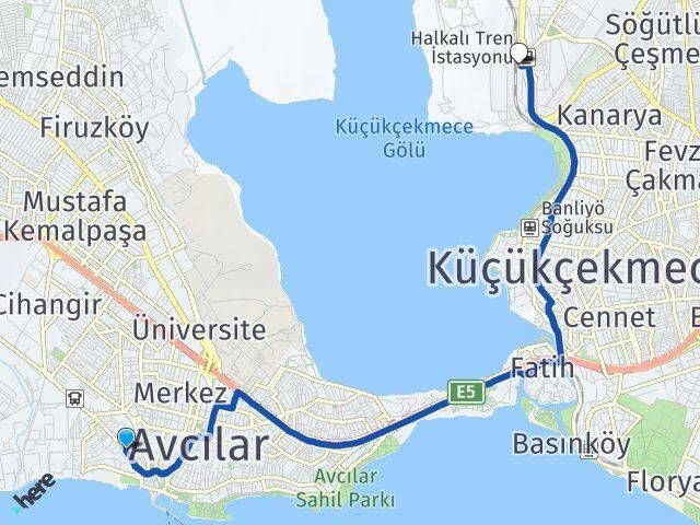 Ambarlı Halkalı Tren Garı Arası Kaç Km - Yol Tarifi