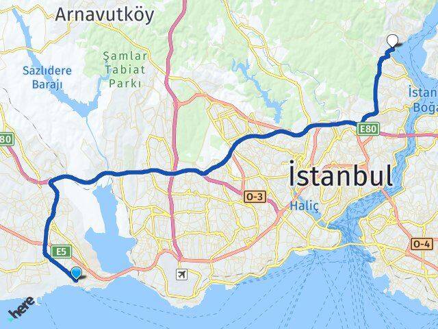 Ambarlı Sarıyer Arası Kaç Km - Yol Tarifi