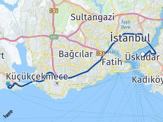 Ambarlı Üsküdar Arası Kaç Km - Yol Tarifi
