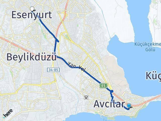 Denizköşkler Esenyurt Arası Kaç Km - Yol Tarifi