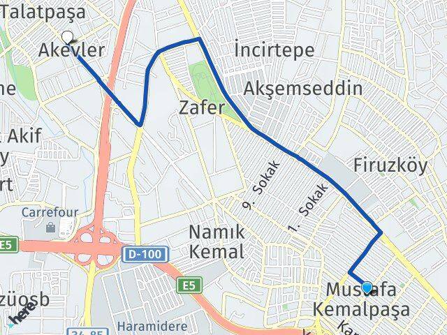 Mustafa Kemalpaşa Akevler Arası Kaç Km - Yol Tarifi