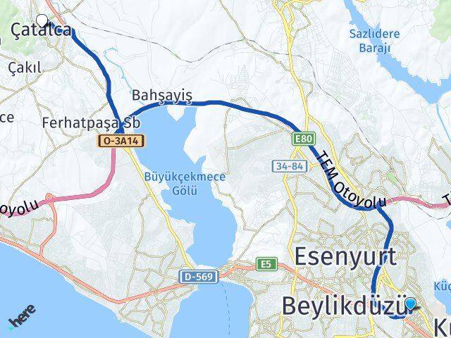 Mustafa Kemalpaşa Çatalca Arası Kaç Km - Yol Tarifi