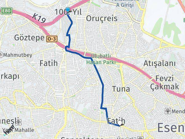 100. Yıl Çınar Arası Kaç Km - Yol Tarifi