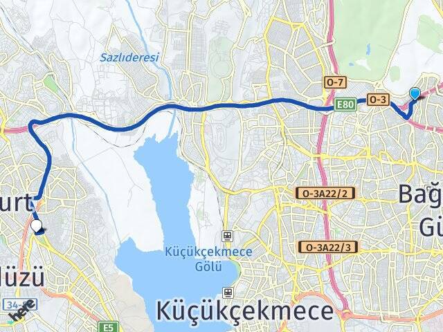100. Yıl Esenyurt Üniversitesi Arası Kaç Km - Yol Tarifi