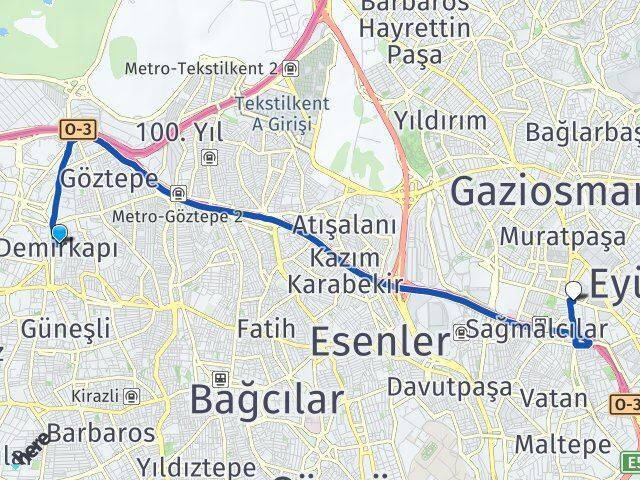 Demirkapı Bayrampaşa Arası Kaç Km - Yol Tarifi