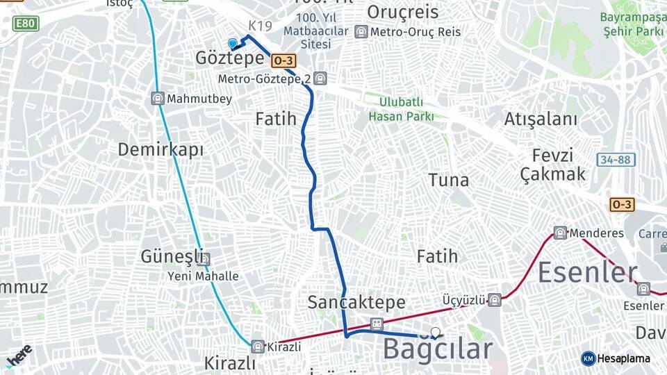 Göztepe Bağcılar Arası Kaç Km - Yol Tarifi