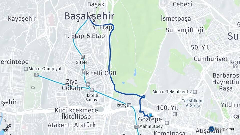 Göztepe Başakşehir Arası Kaç Km - Yol Tarifi
