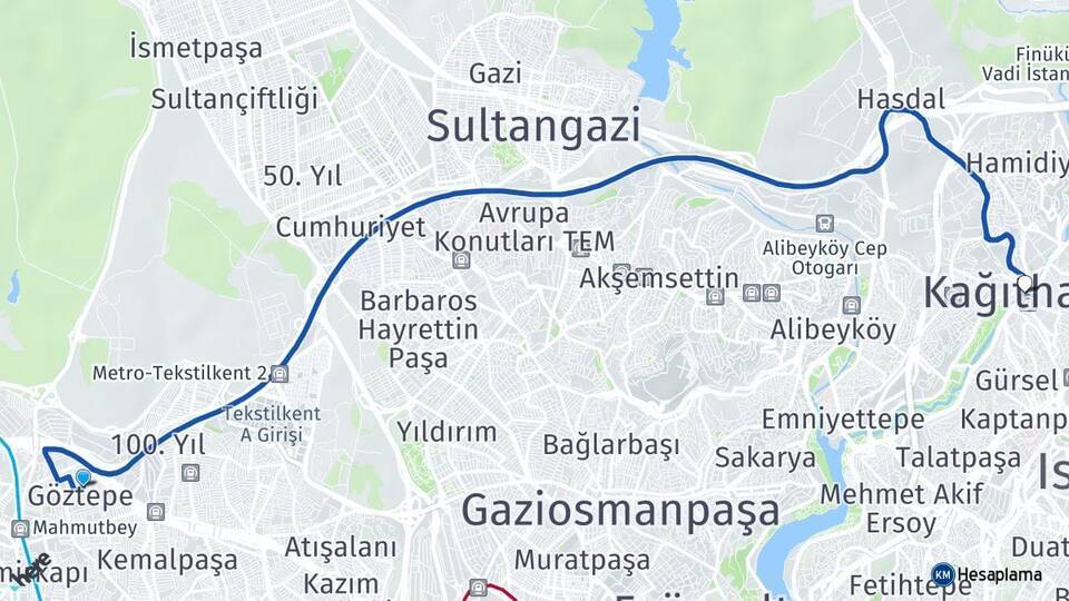Göztepe Kağıthane Arası Kaç Km - Yol Tarifi