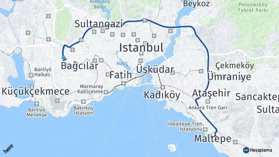 Güneşli Maltepe Arası Kaç Km - Yol Tarifi