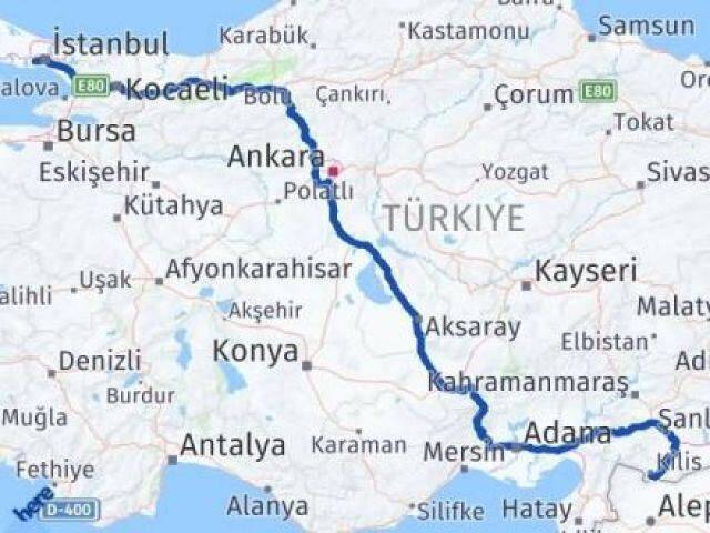 İstanbul Bağcılar Kilis Arası Kaç Km - Yol Haritası