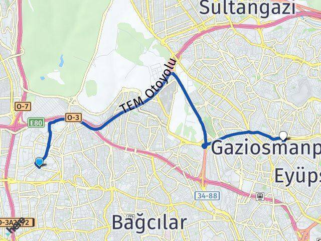 Mahmutbey Gaziosmanpaşa Arası Kaç Km - Yol Tarifi