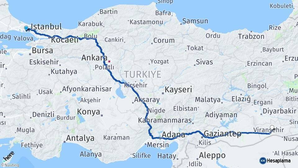 İstanbul Bağcılar Mardin Arası Kaç Km - Yol Haritası