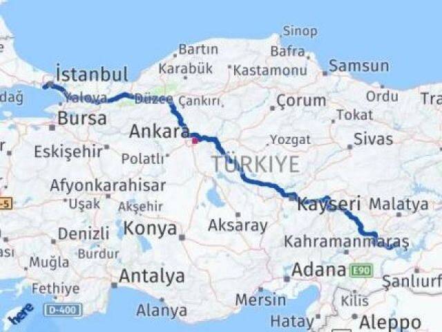 İstanbul Bahçelievler Adıyaman Arası Kaç Km - Yol Haritası