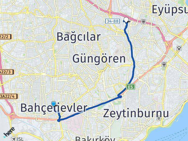 Bahçelievler Esenler Otogarı Arası Kaç Km - Yol Tarifi