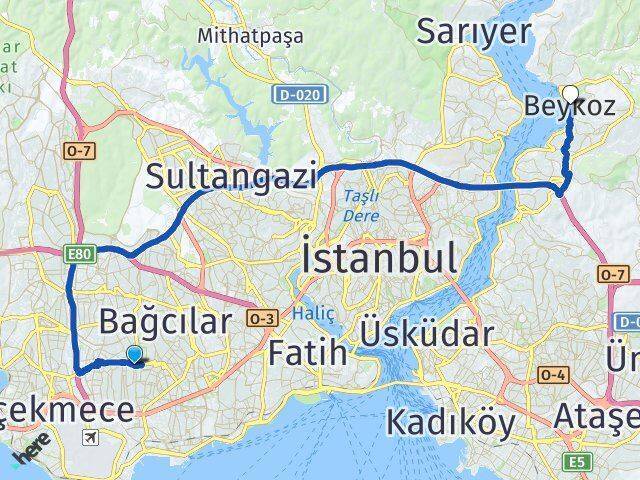 Kocasinan Beykoz Arası Kaç Km - Yol Tarifi