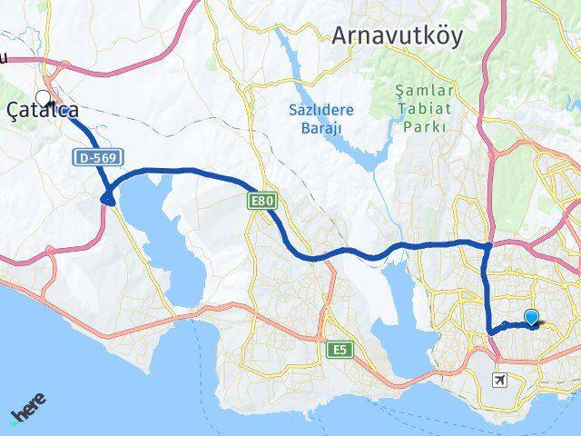 Kocasinan Çatalca Arası Kaç Km - Yol Tarifi