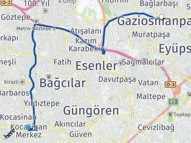 Kocasinan Gaziosmanpaşa Arası Kaç Km - Yol Tarifi