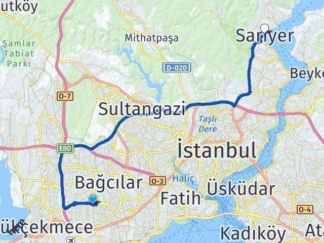 Kocasinan Sarıyer Arası Kaç Km - Yol Tarifi