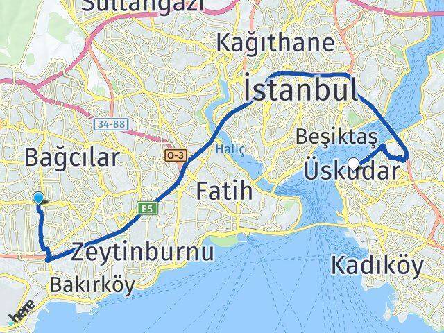 Kocasinan Üsküdar Arası Kaç Km - Yol Tarifi