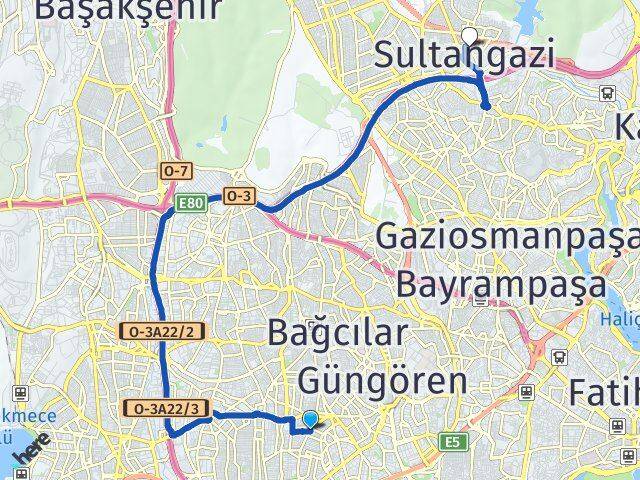 İstanbul Bahçelievler Soğanlı Sultangazi Arası Kaç Km - Yol Haritası